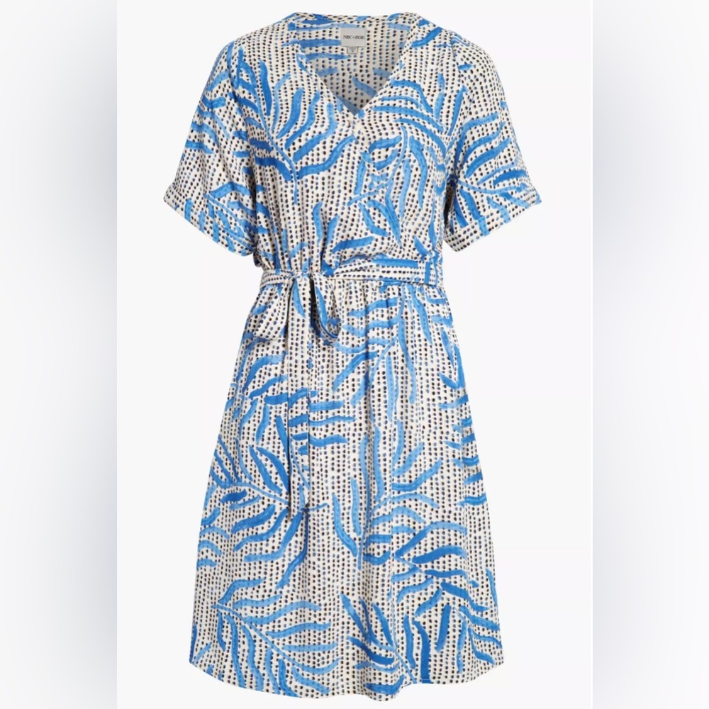 NIC+ZOE BLUE PALM DoT  Fit & flare Dress
